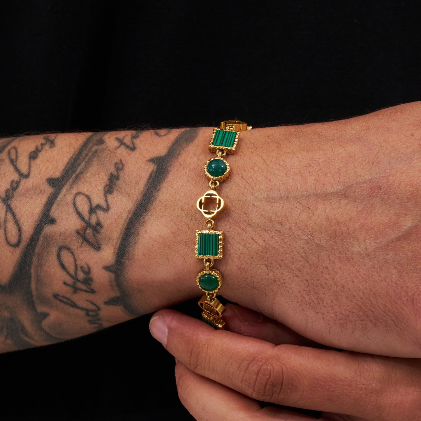 Bracciale in Pietra Preziosa di Quarzo Verde (Oro)