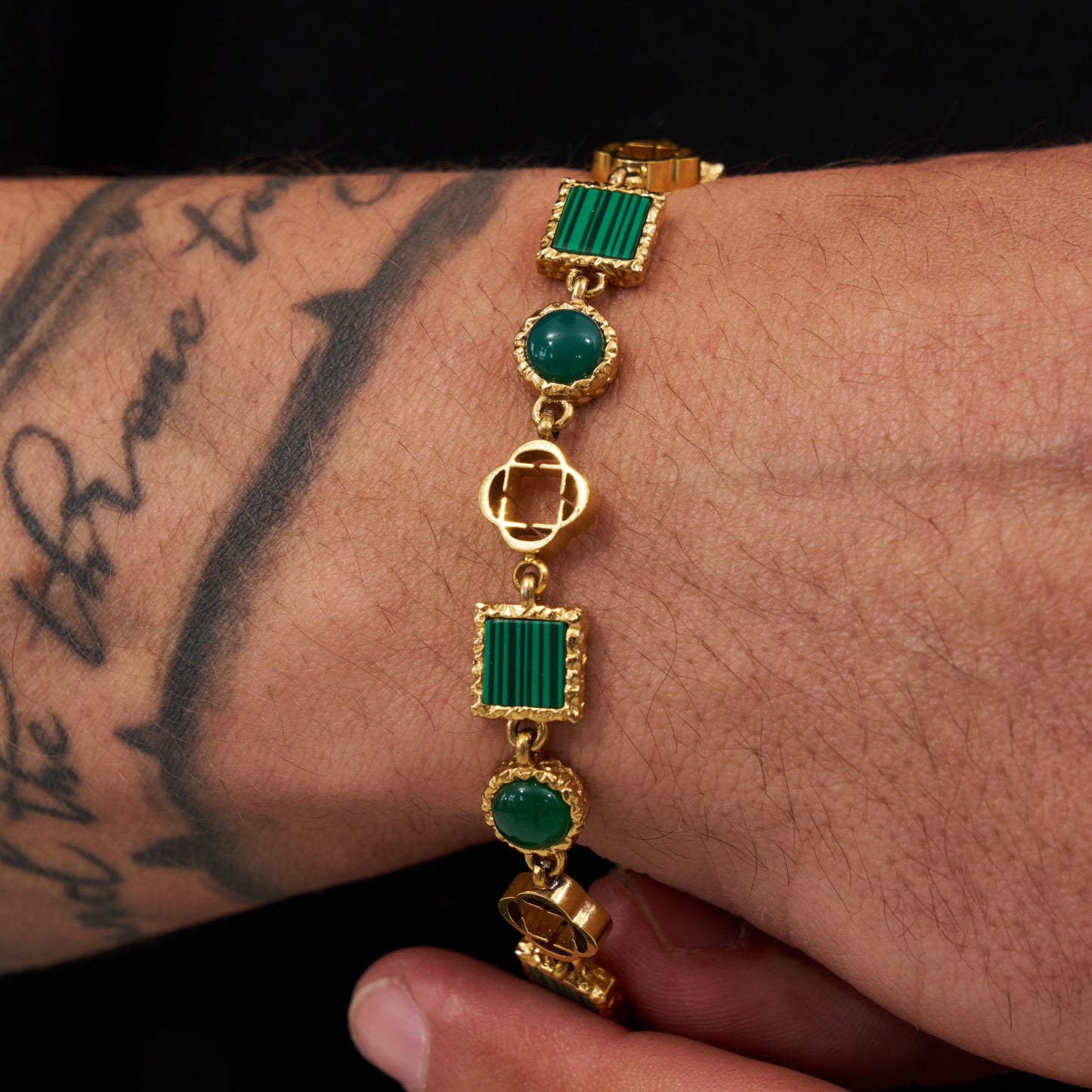 Bracciale in Pietra Preziosa di Quarzo Verde (Oro)
