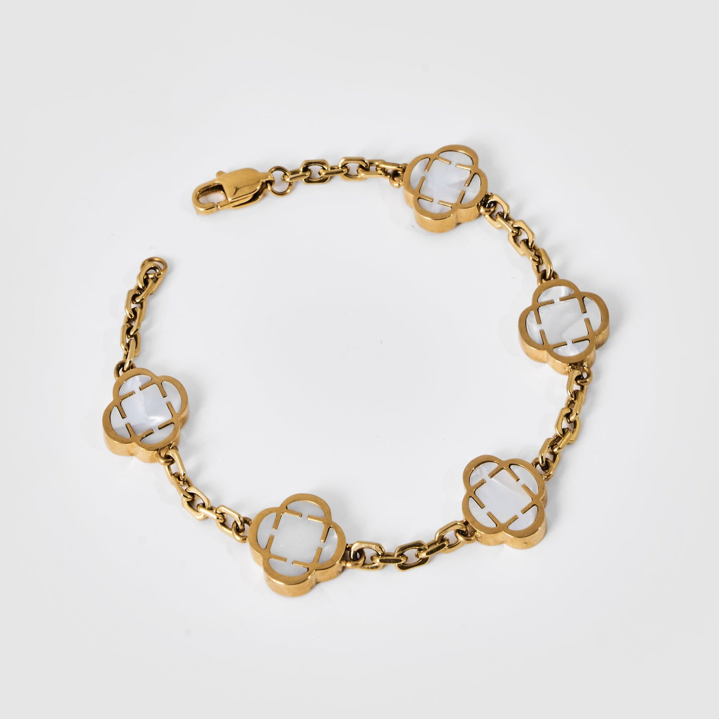 Bracciale in Pietra di Trifoglio Bianco (Oro)