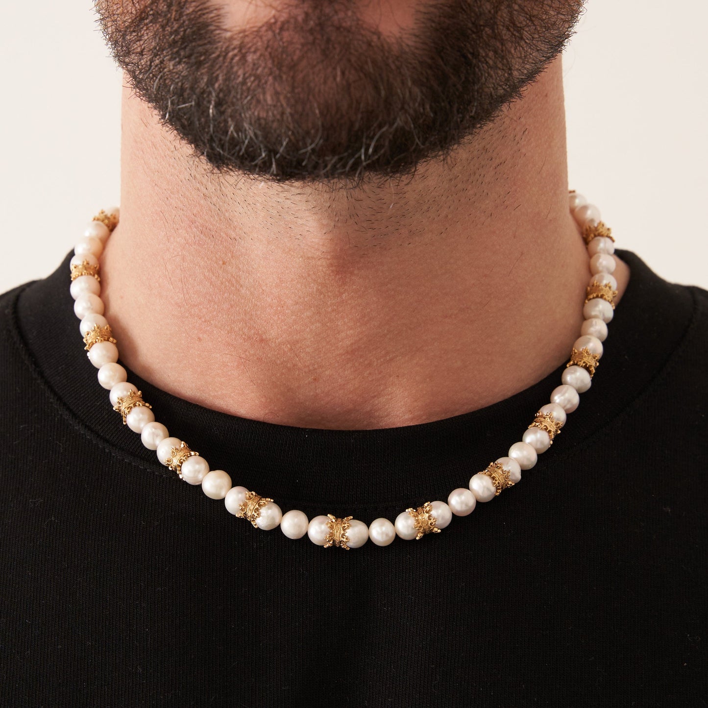 Collana in Perle Vere con Corona (Oro)