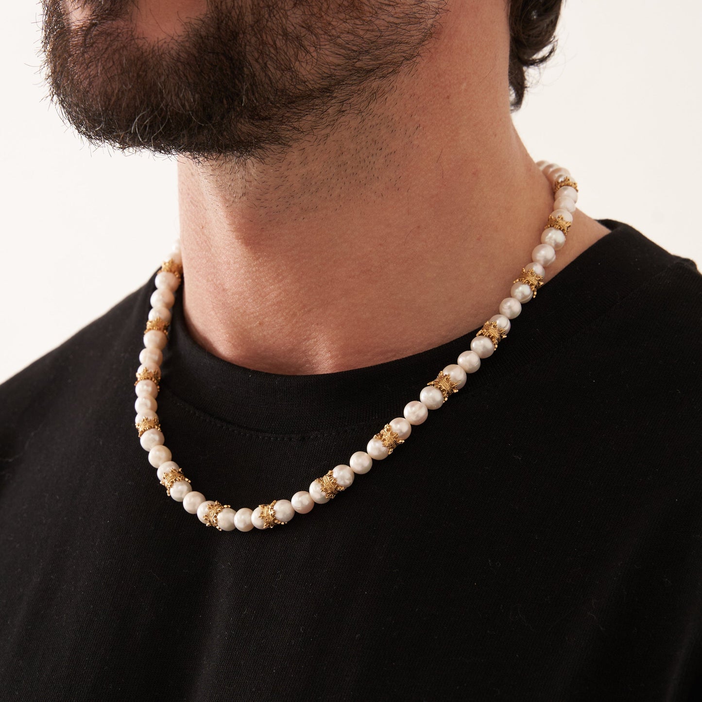 Collana in Perle Vere con Corona (Oro)
