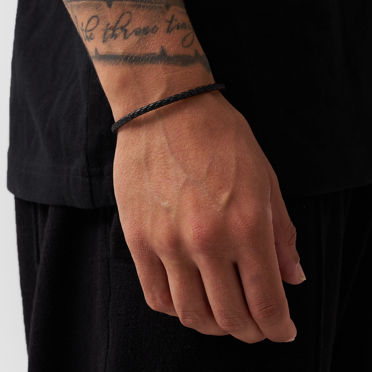 Bracciale in Pelle Nera (Oro)
