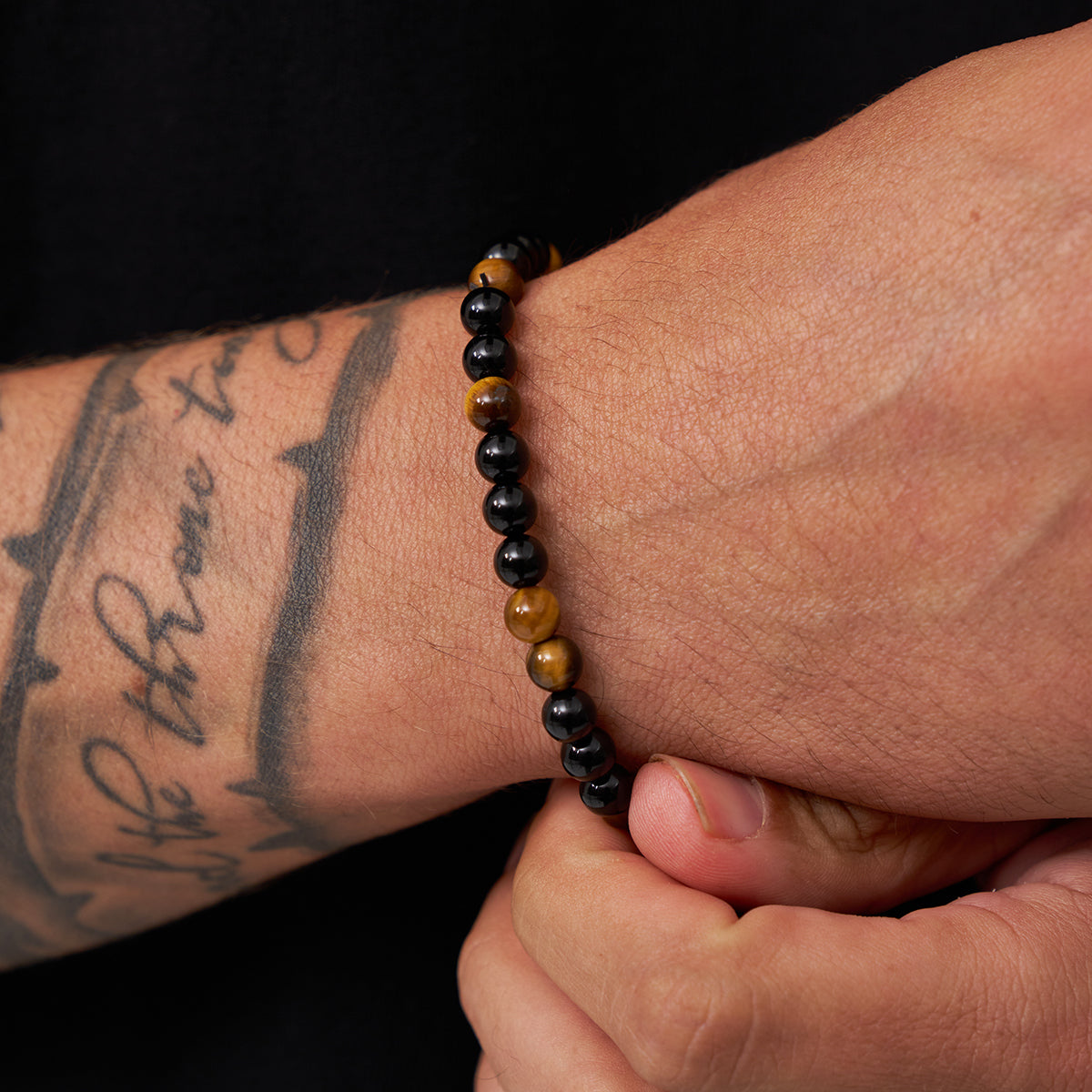 Bracciale in Pietre di Tiger's Eye e Obsidiana
