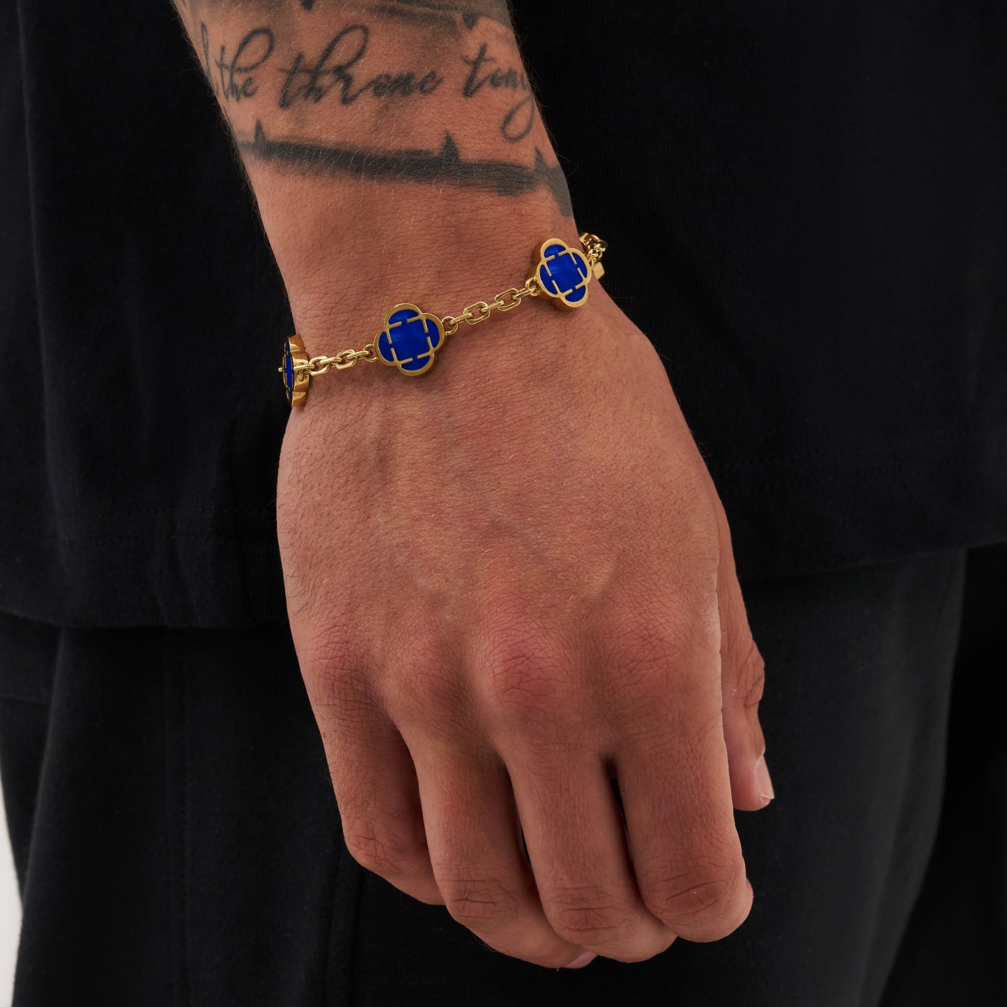 Bracciale in Pietra di Trifoglio Blu (Oro)