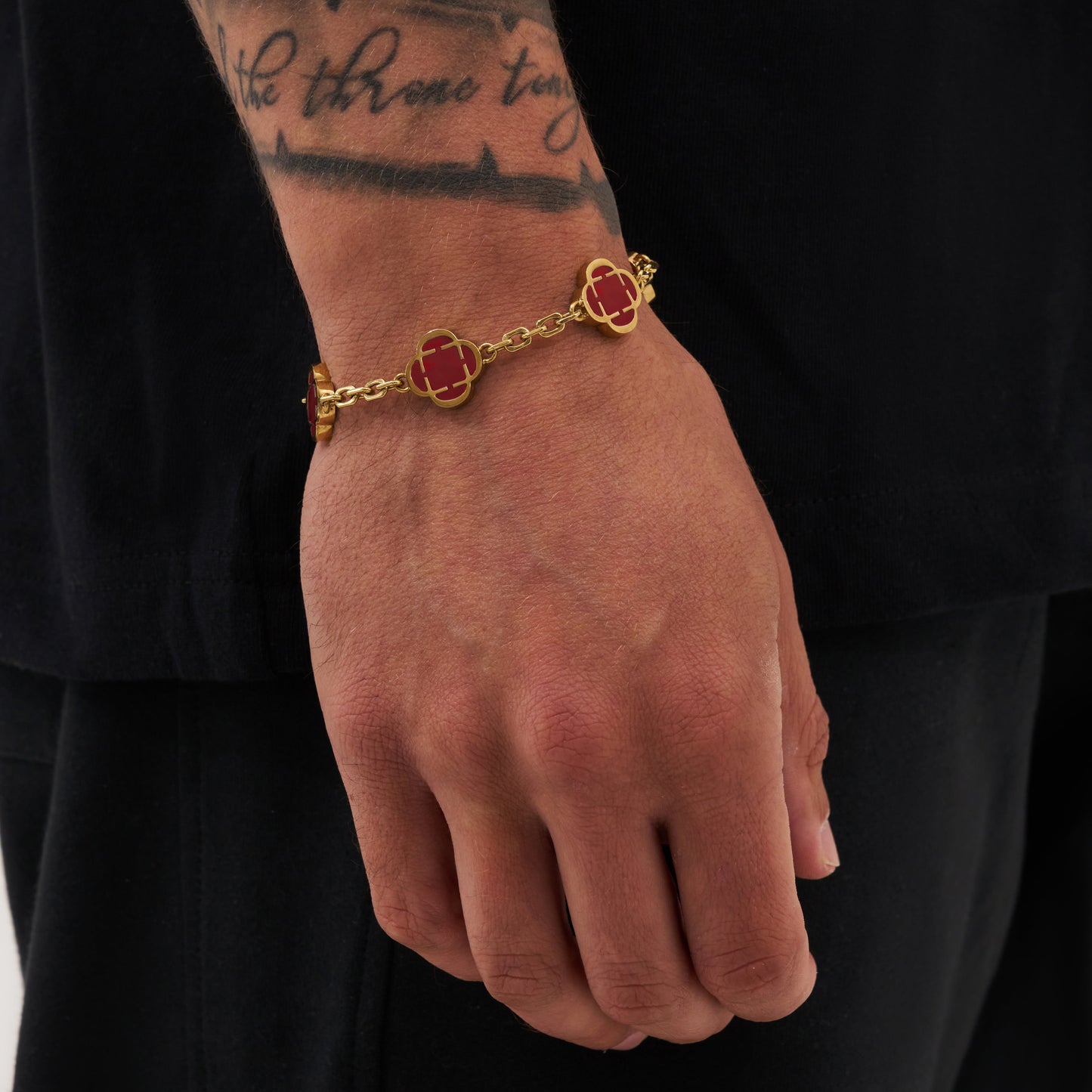 Bracciale in Pietra di Trifoglio Rosso (Oro)