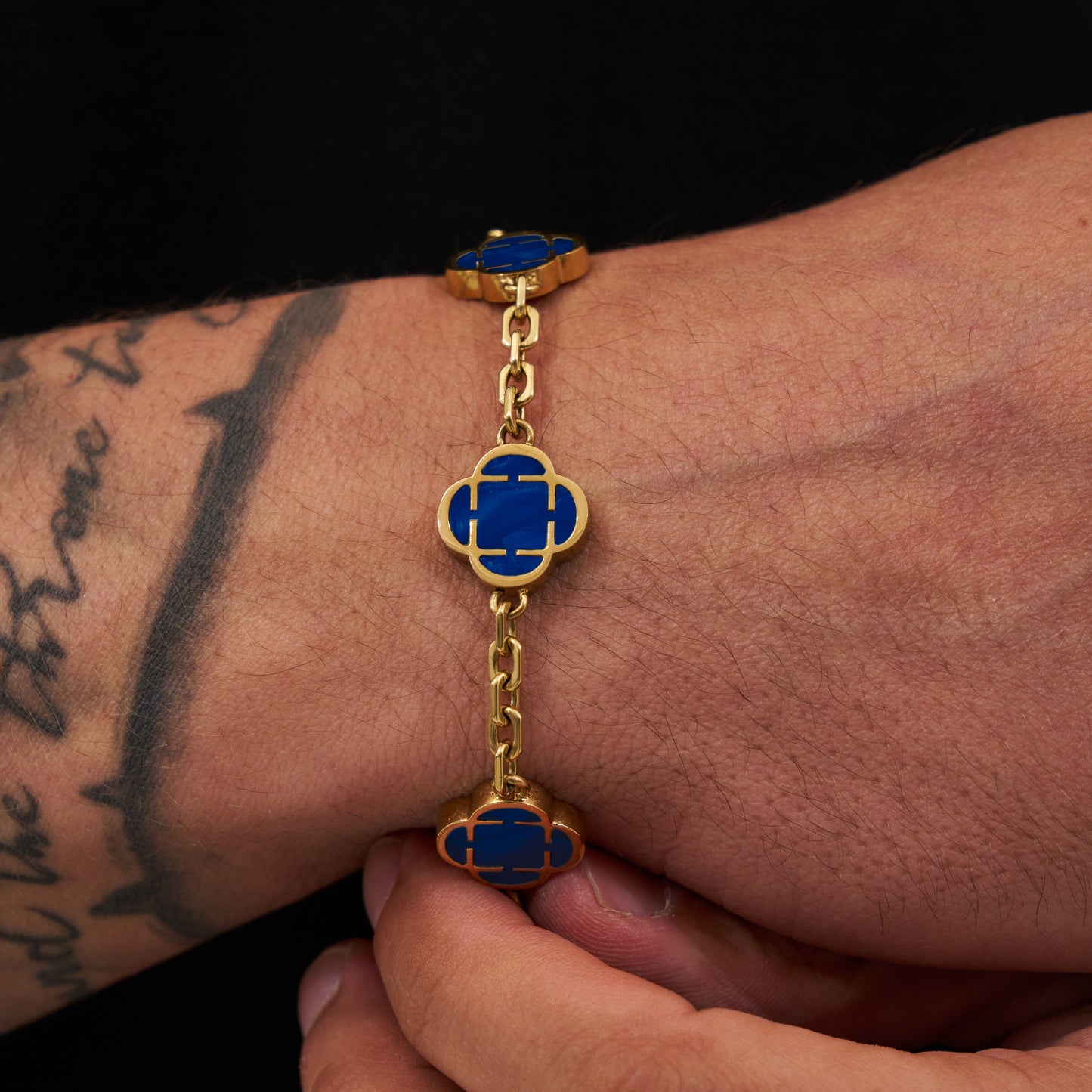 Bracciale in Pietra di Trifoglio Blu (Oro)