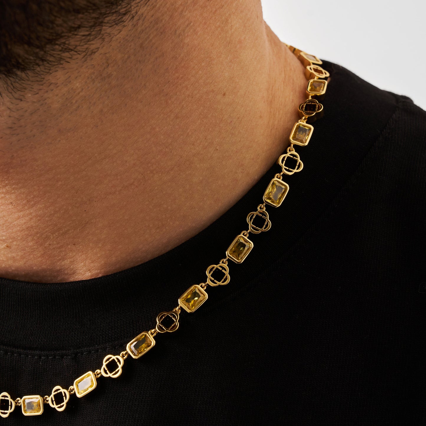Collana a Quadrifoglio in Gemma Gialla (Oro)