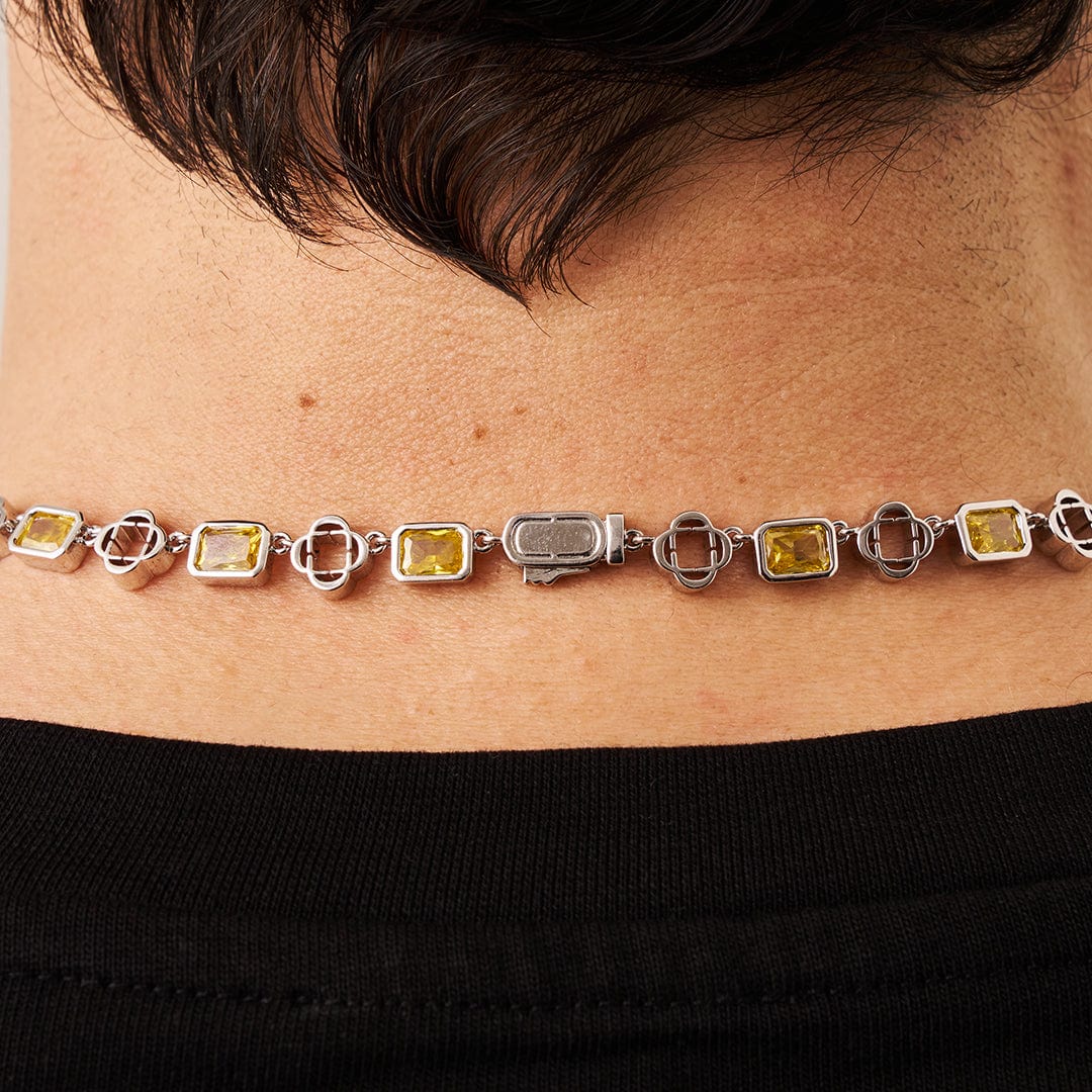 Collana a Quadrifoglio in Gemma Gialla (Argento)