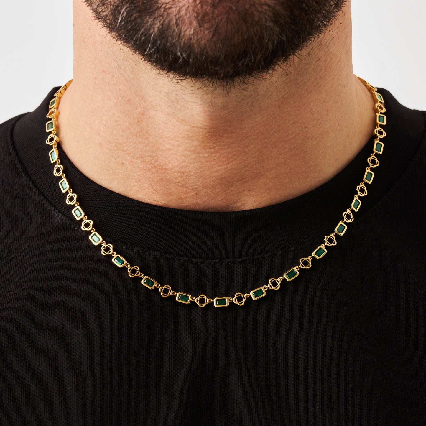 Collana con Trifoglio in Gemma Verde (Oro)