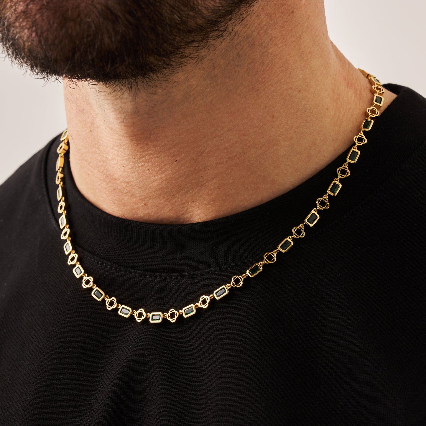 Collana con Trifoglio in Gemma Verde (Oro)
