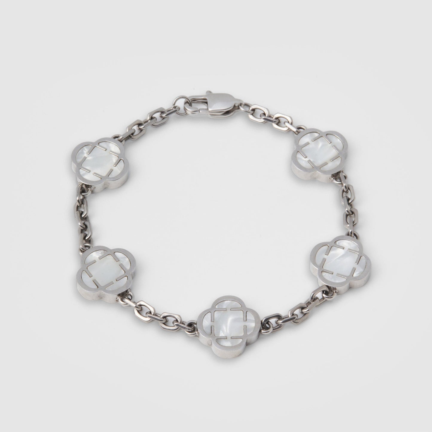 Bracciale in Pietra con Trifoglio Bianco (Argento)