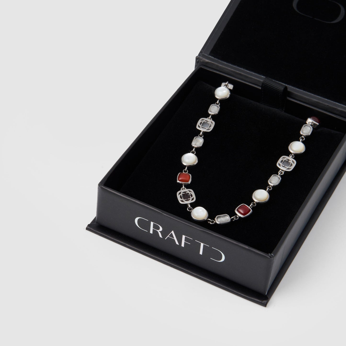 Bracciale in Gemma di Cristallo Rosso (Argento)