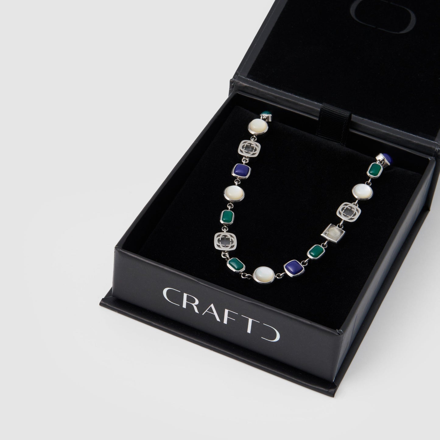 Bracciale in Gemma di Cristallo Blu (Argento)