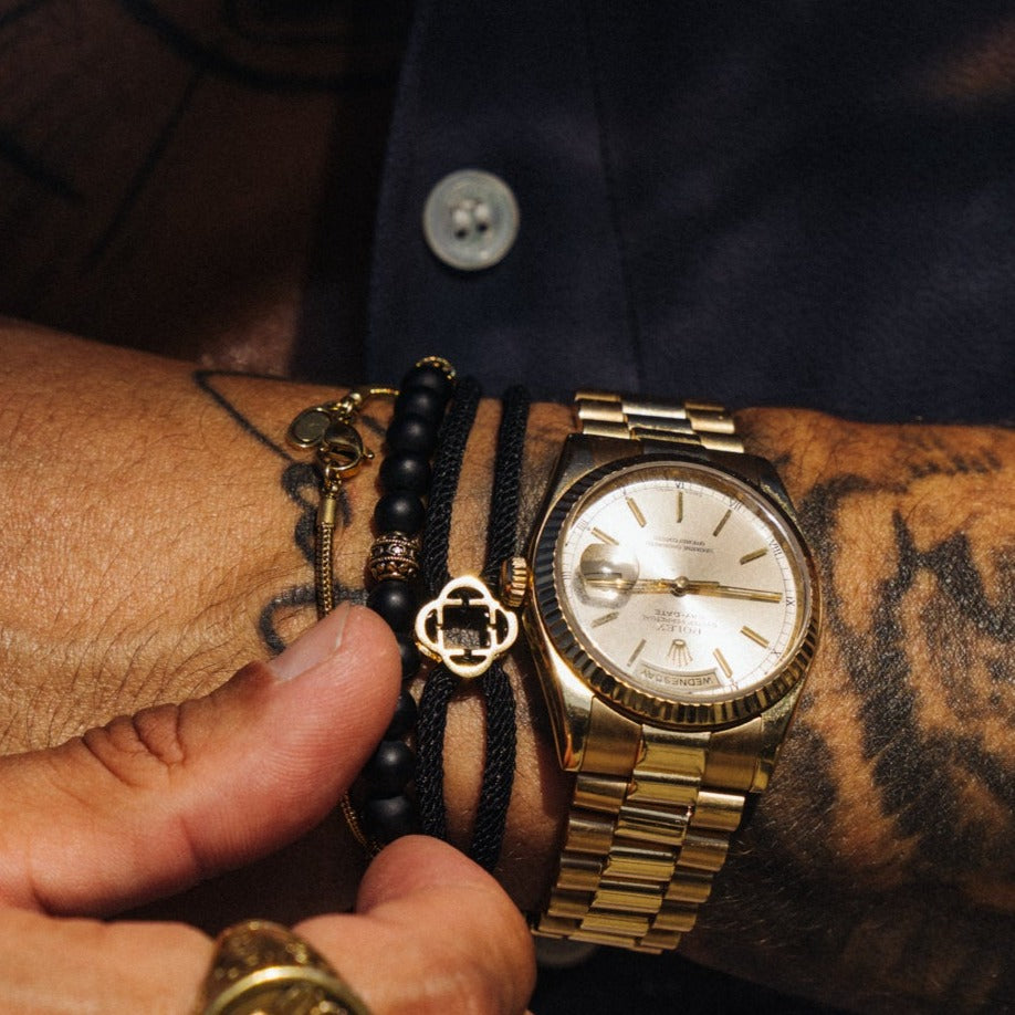 Bracciale in Cordino Nero (Argento)
