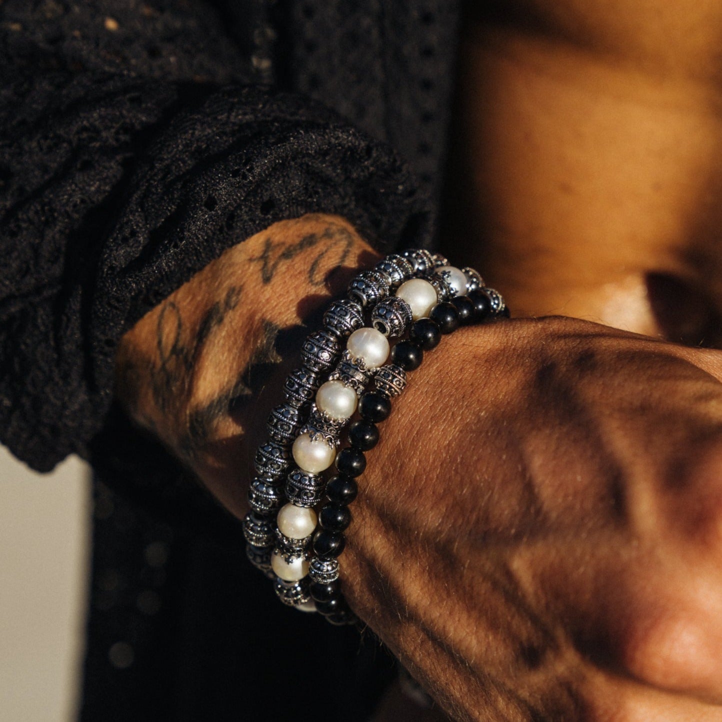Bracciale in Pietra Onice Opaca (Argento)