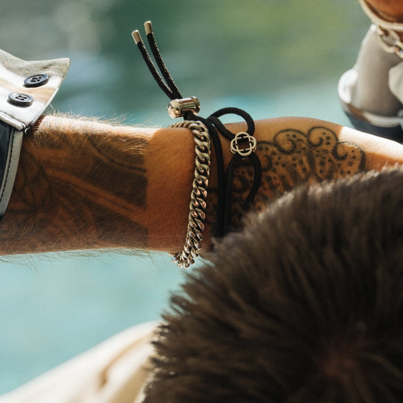 Bracciale in Cordino Nero (Argento)