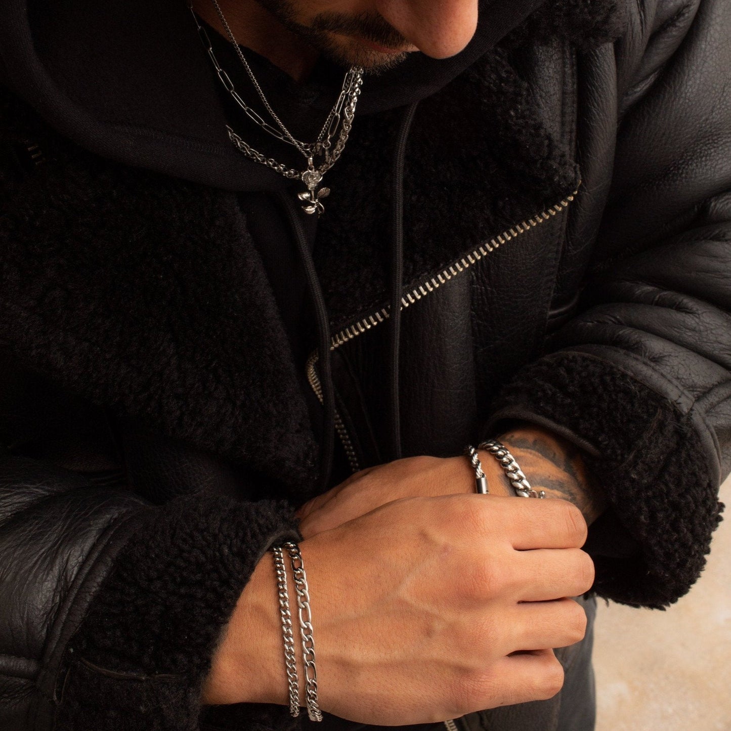 Bracciale Figaro (Argento) 5mm