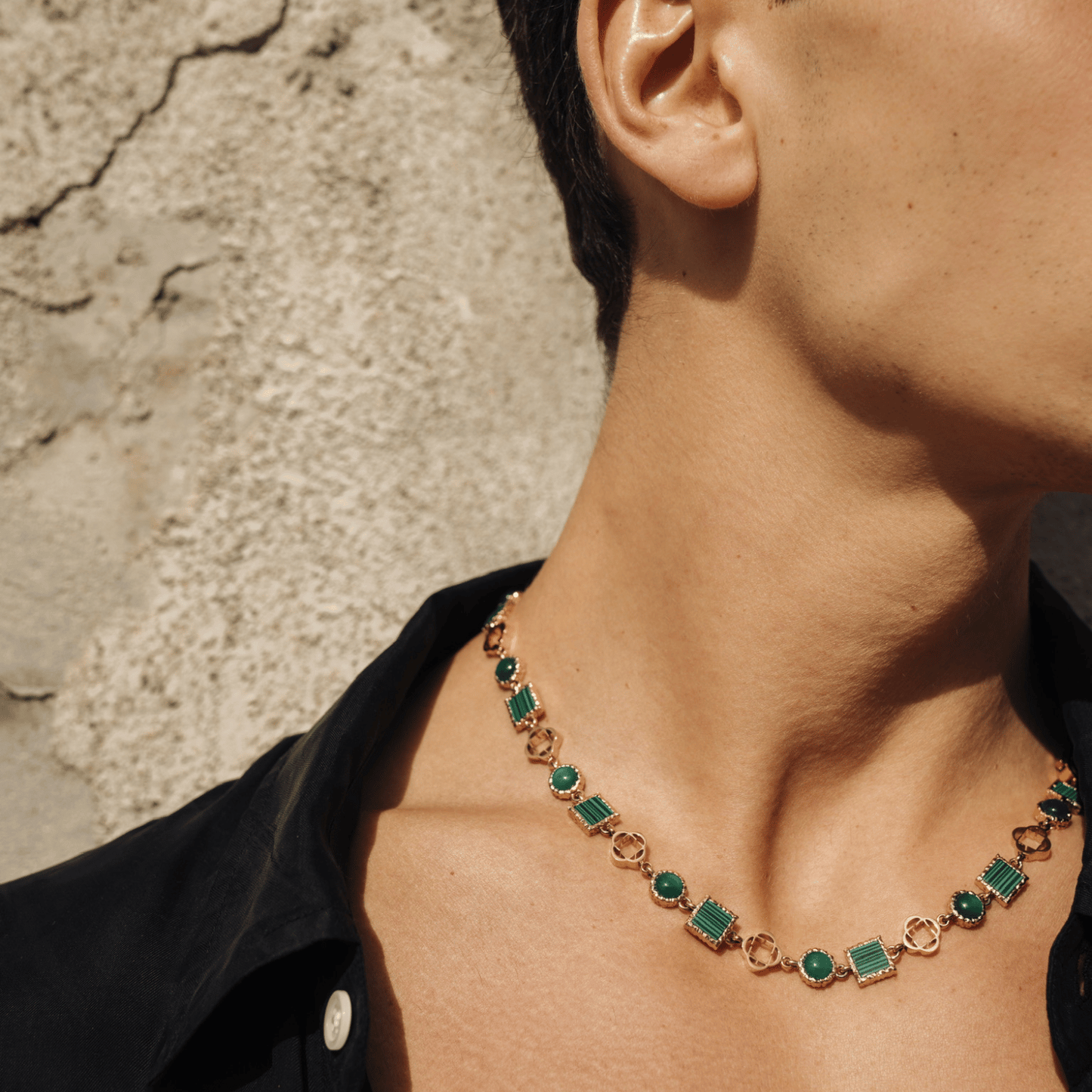 Collana in Gemma di Quarzo Verde (Oro)