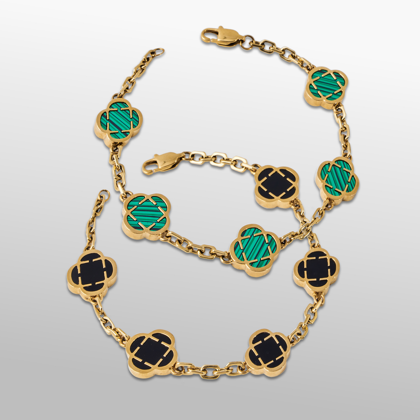Set di Bracciali in Pietra Clover (Oro)
