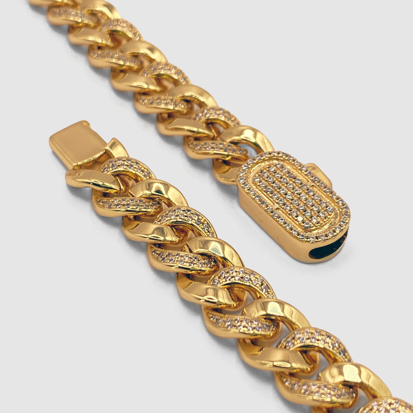 Bracciale Cubano Mezza Ghiacciato (Oro) 8mm