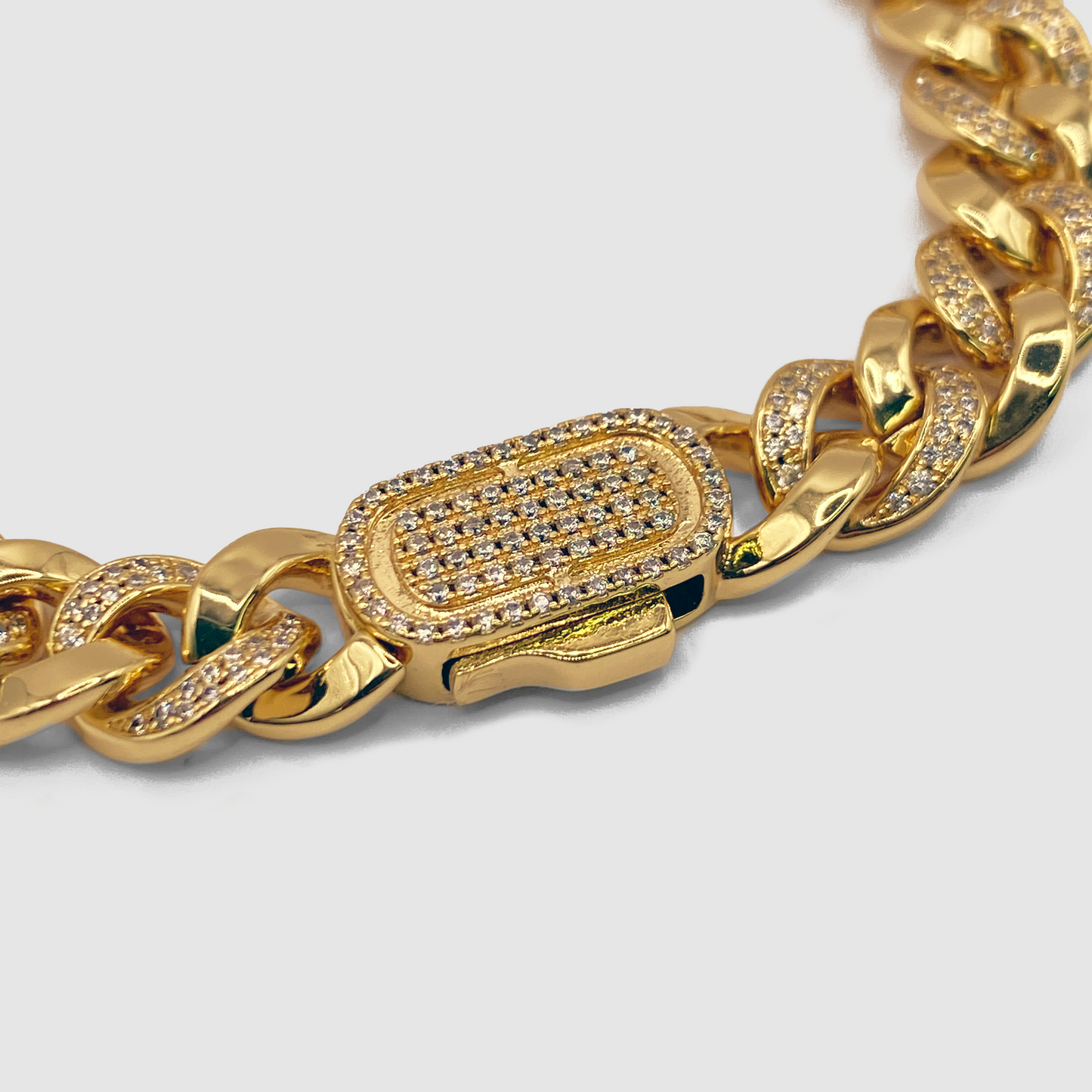 Bracciale Cubano Mezza Ghiacciato (Oro) 8mm