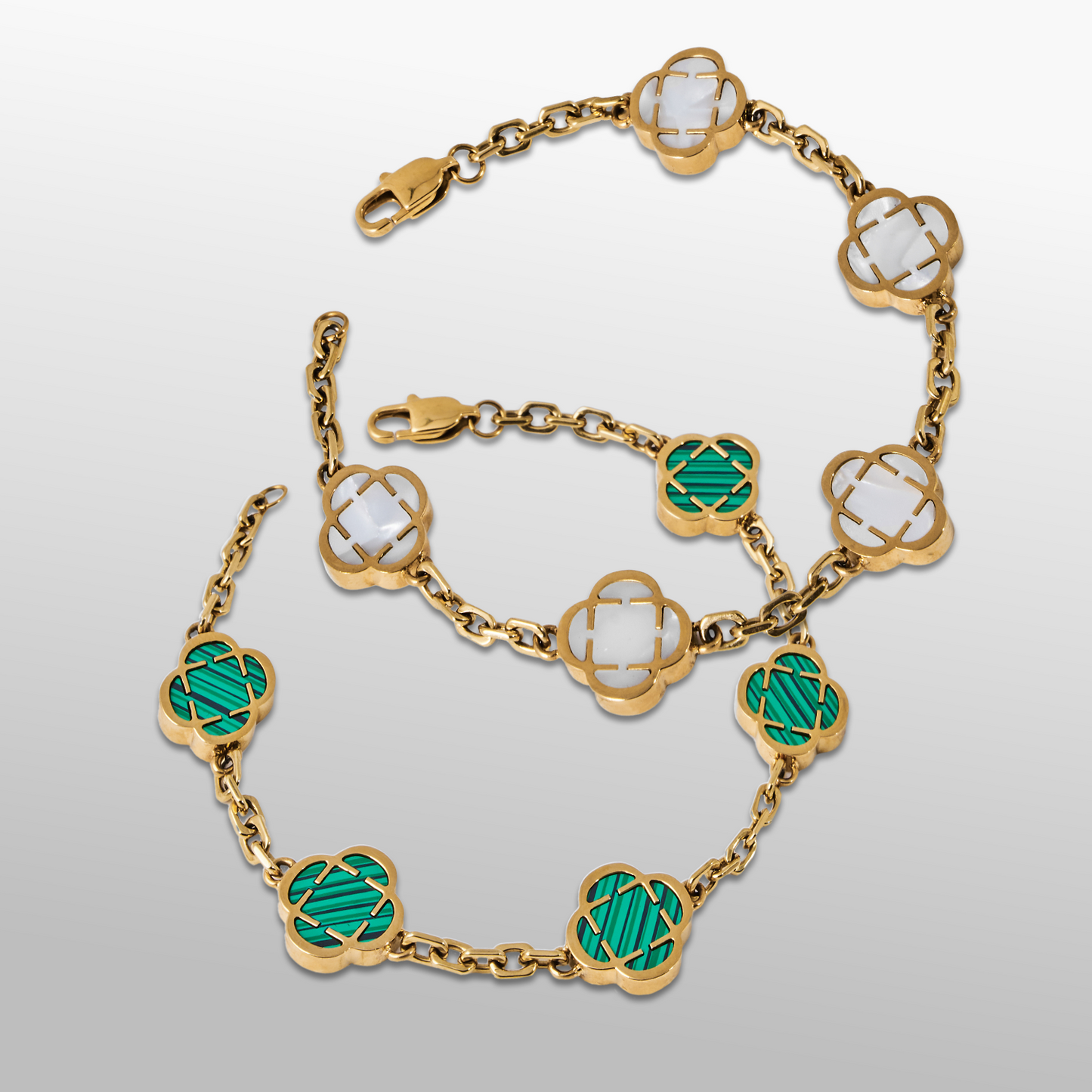 Set di Bracciali in Pietra Clover (Oro)