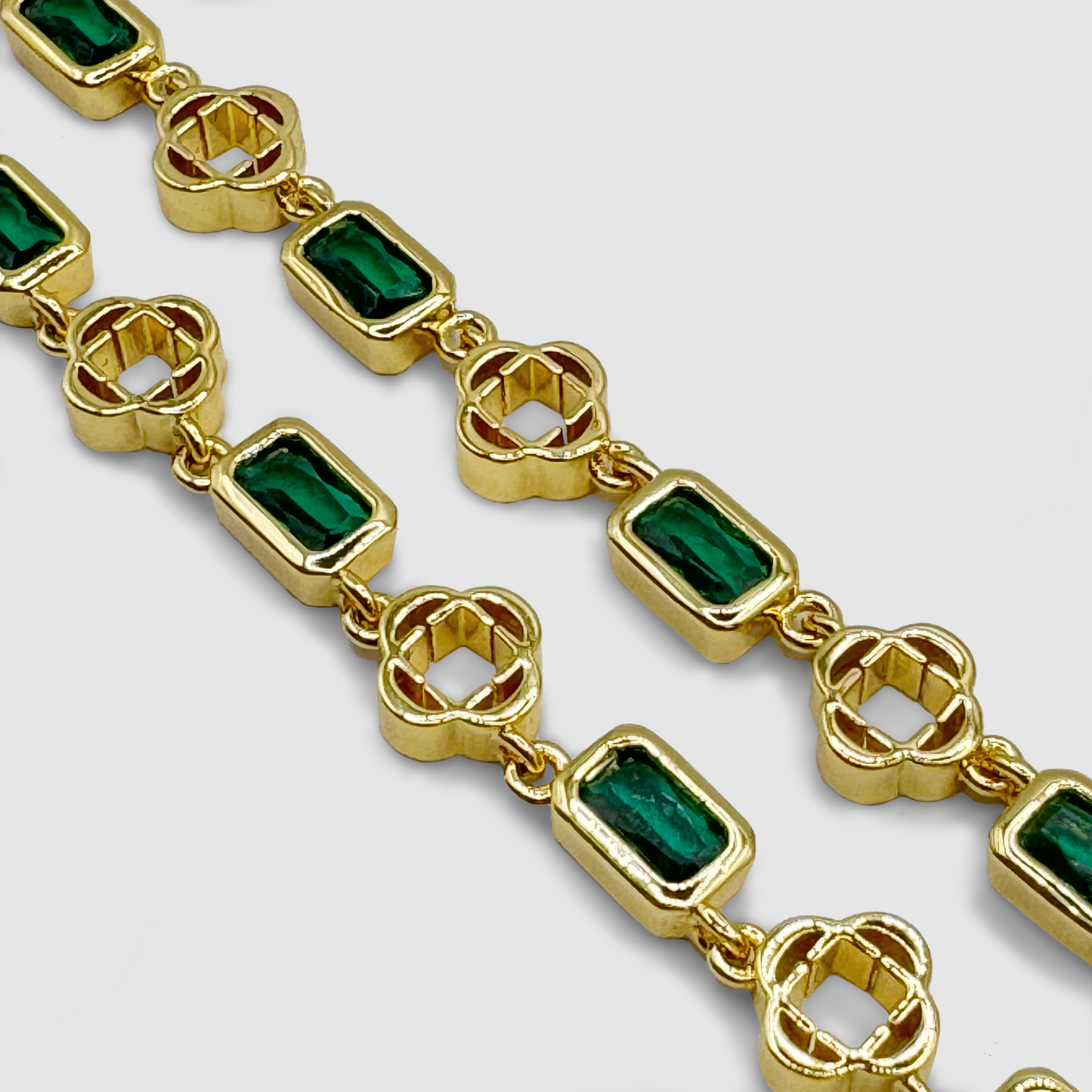Collana con Trifoglio in Gemma Verde (Oro)