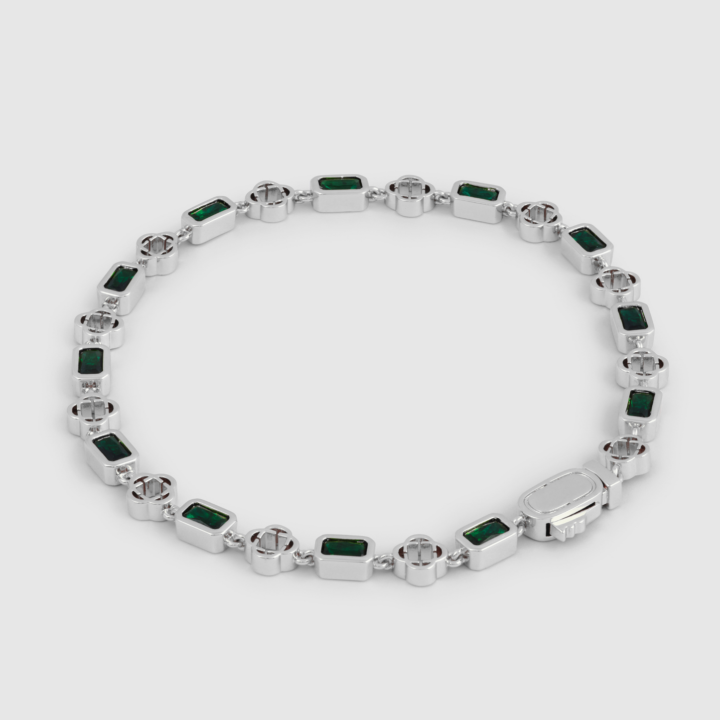 Bracciale Trifoglio in Gemma Verde (Argento)
