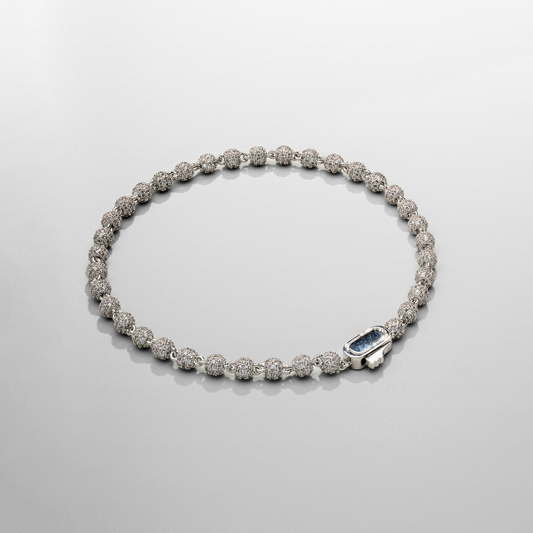 Bracciale con Pendente a Sfera Iced (Argento) 4mm