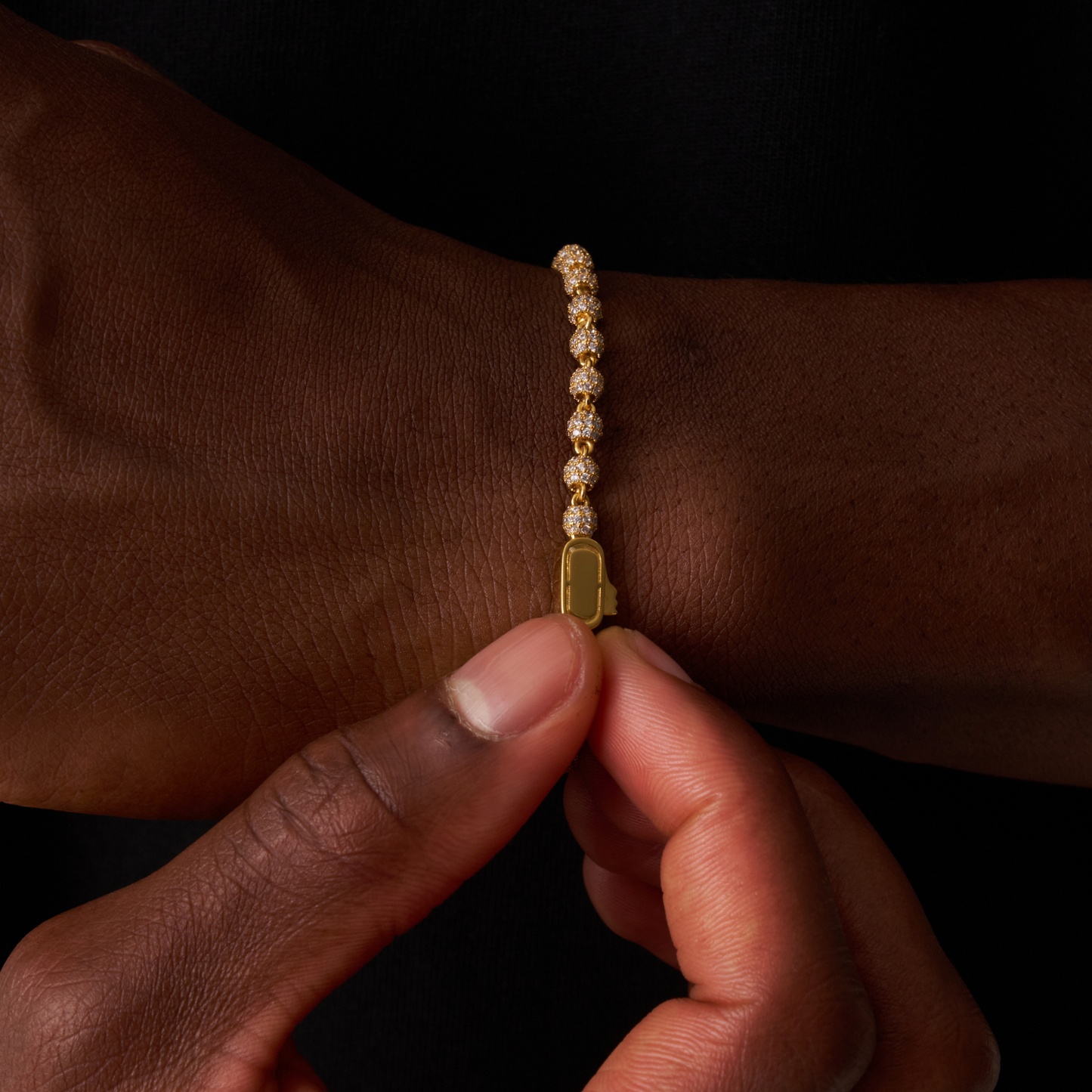 Bracciale Pendente a Sfera Iced (Oro) 4mm