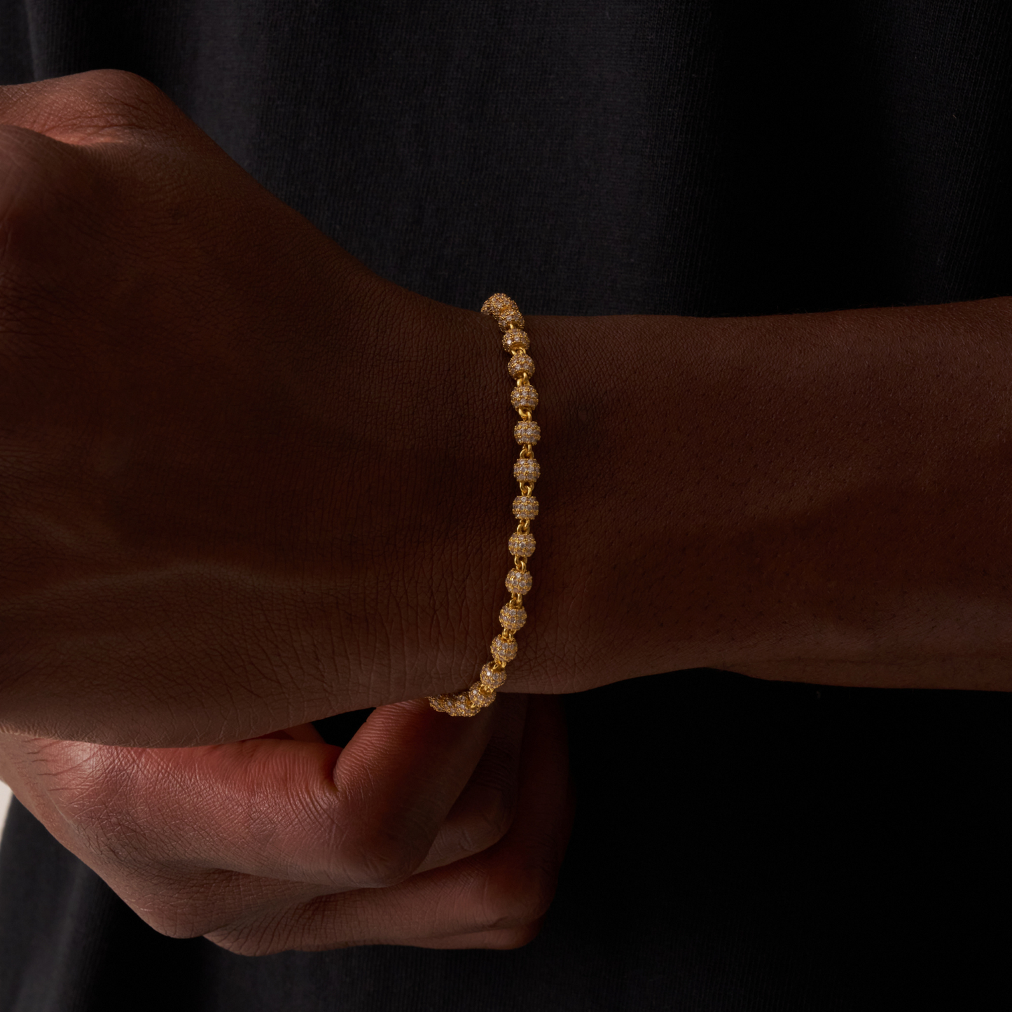 Bracciale Pendente a Sfera Iced (Oro) 4mm