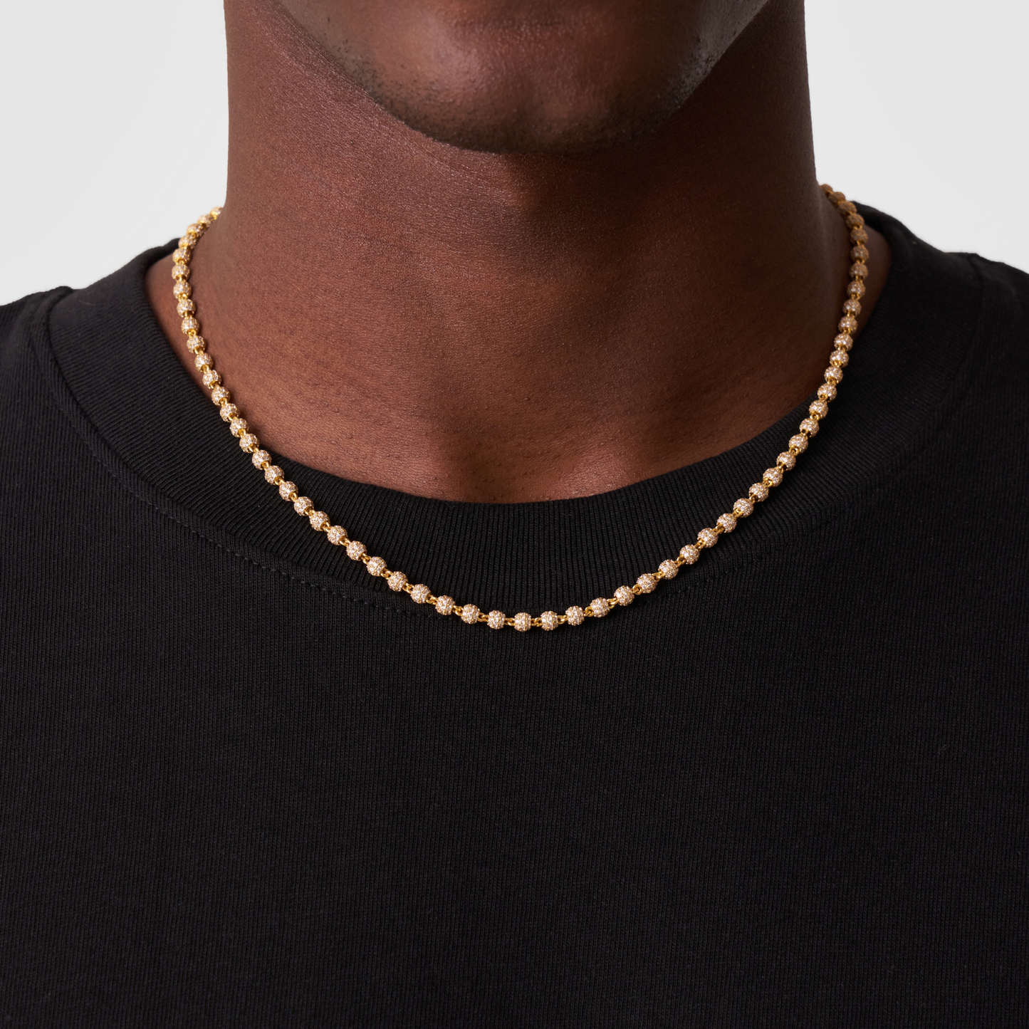 Collana con Pendente a Sfera Iced (Oro) 4mm