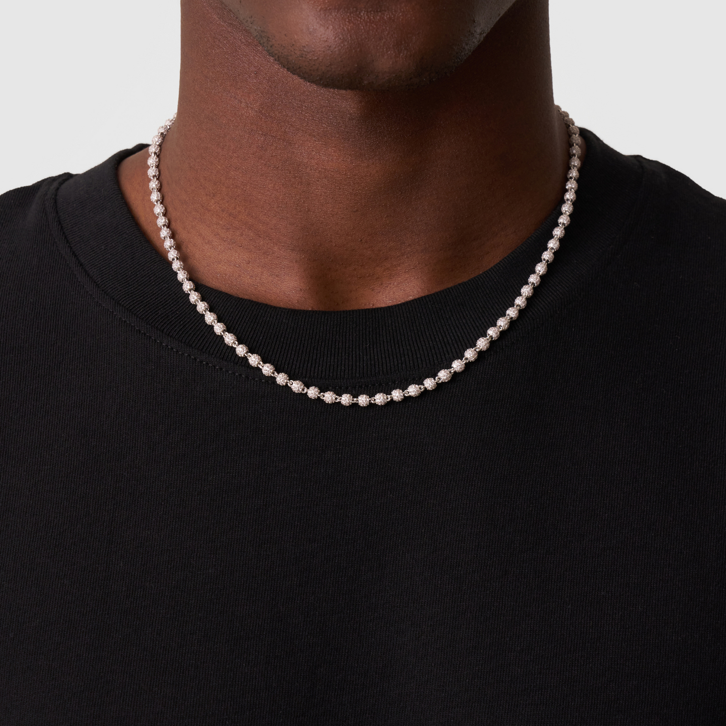 Collana con Pendente a Sfera Iced (Argento) 4mm