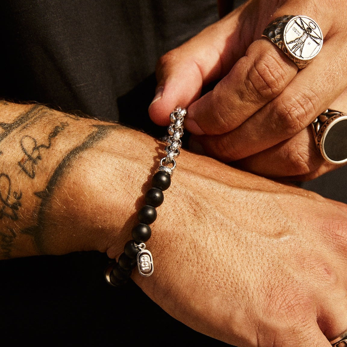 Bracciale a Perline Incastonate (Argento)