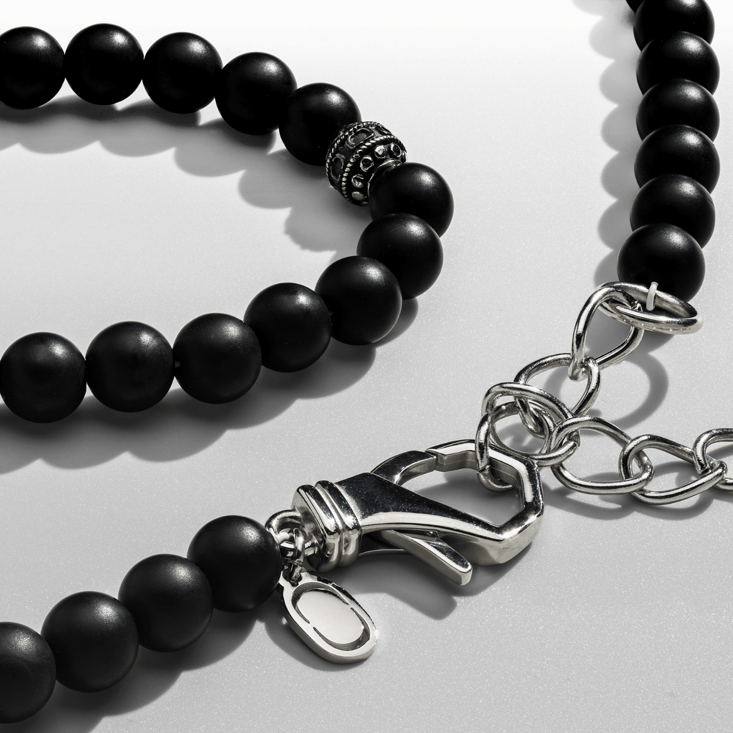 Collana di Perline in Onice Opaco (Argento)