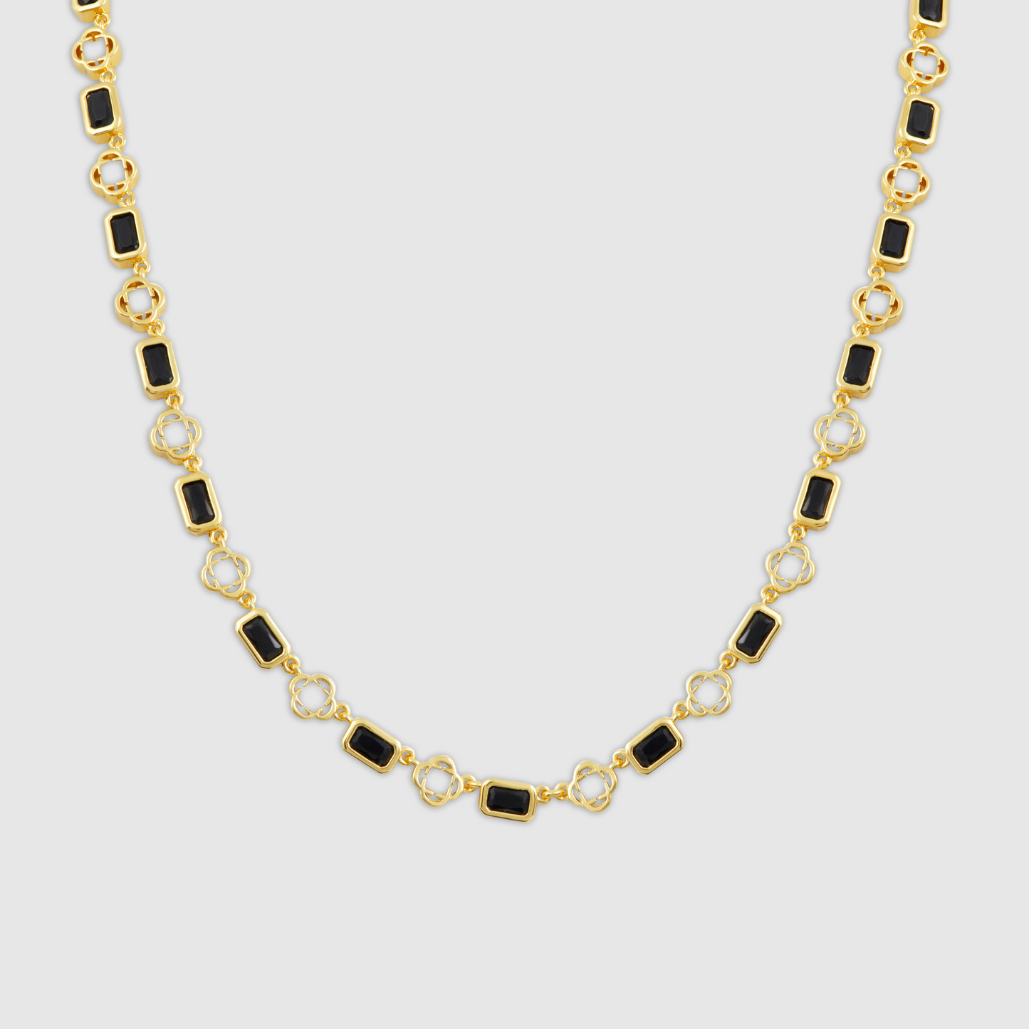Collana in Onice a Quadrifoglio (Oro)