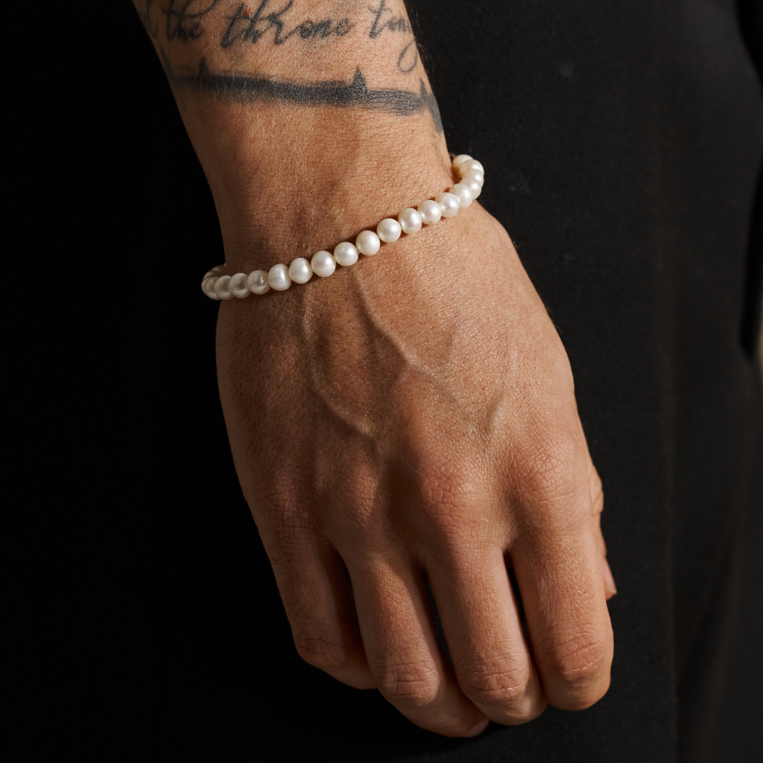 Bracciale in Perle Reali Rotonde (Argento)