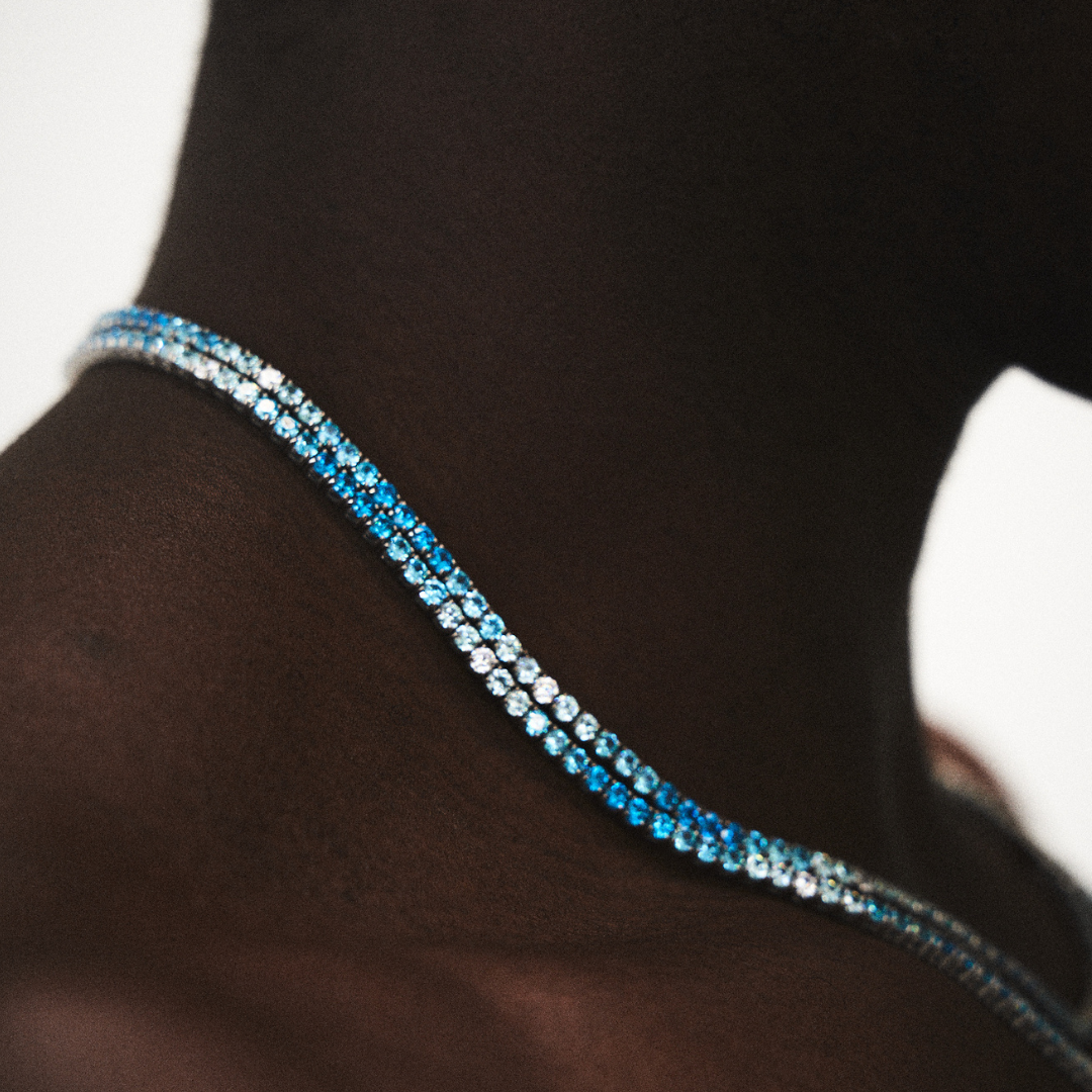 Catena da Tennis Blu (Argento) 3mm