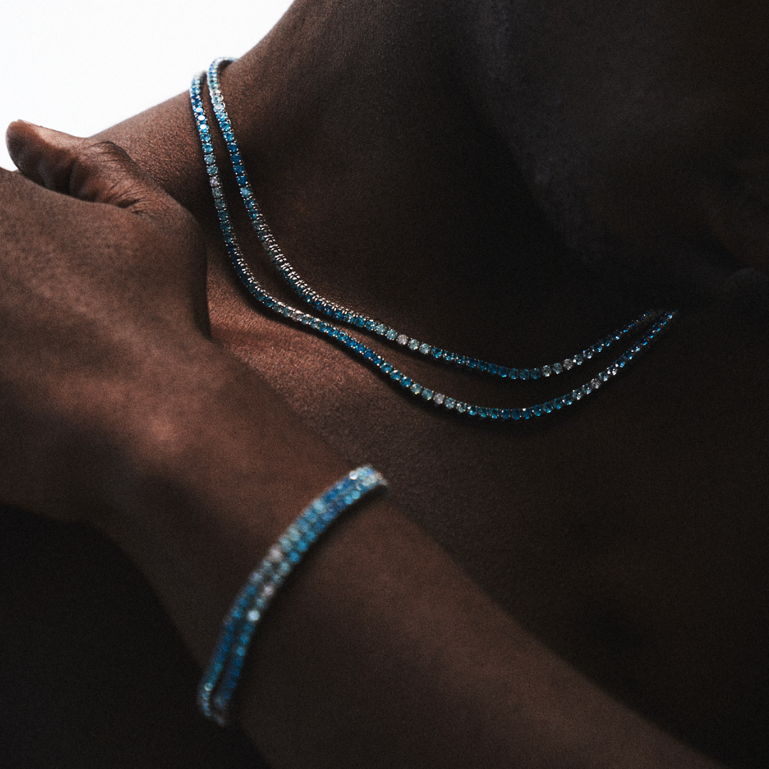 Bracciale Tennis Blu (Argento) 3mm