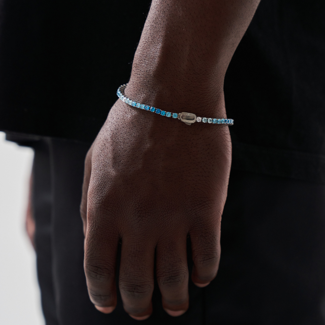 Bracciale Tennis Blu (Argento) 3mm