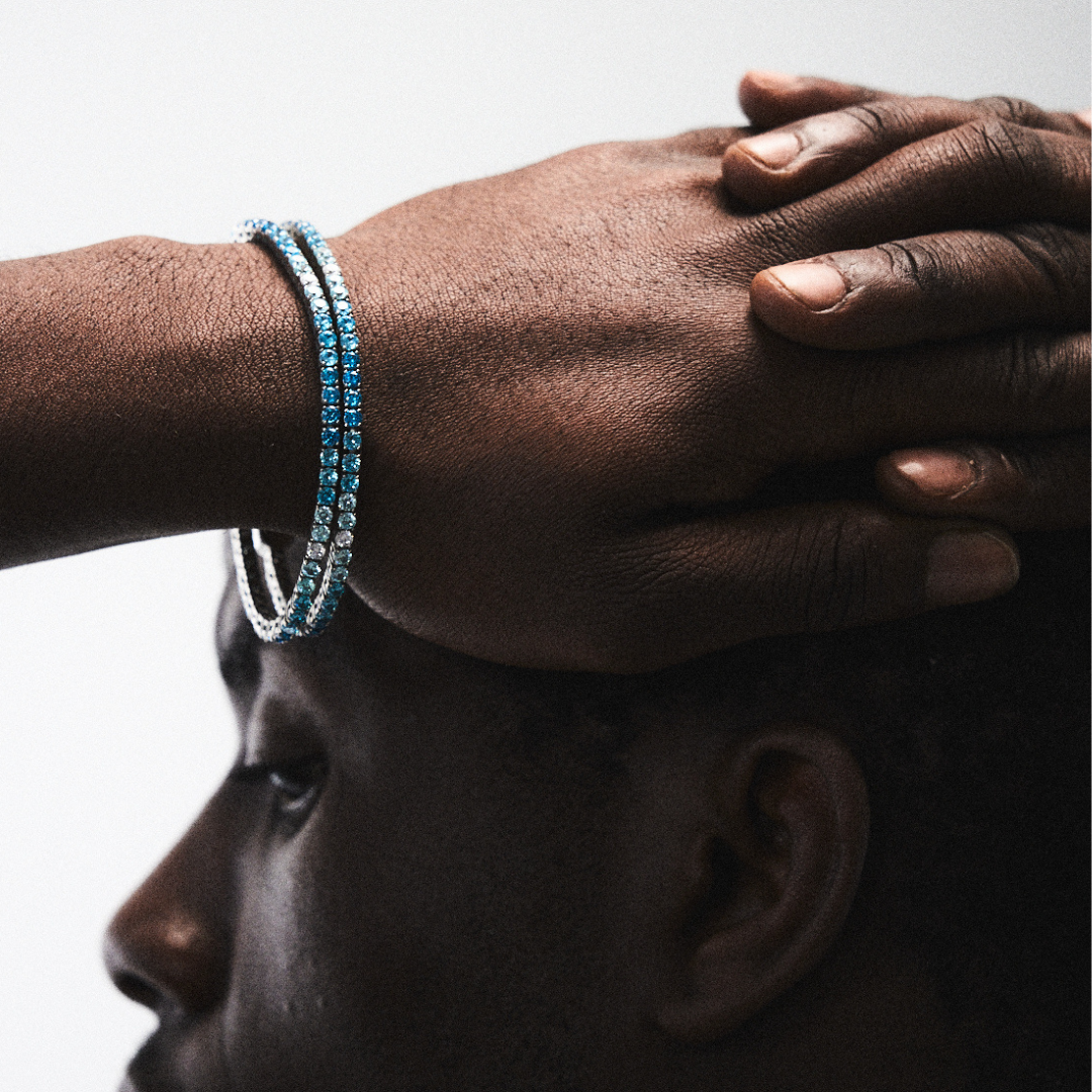 Bracciale Tennis Blu (Argento) 3mm
