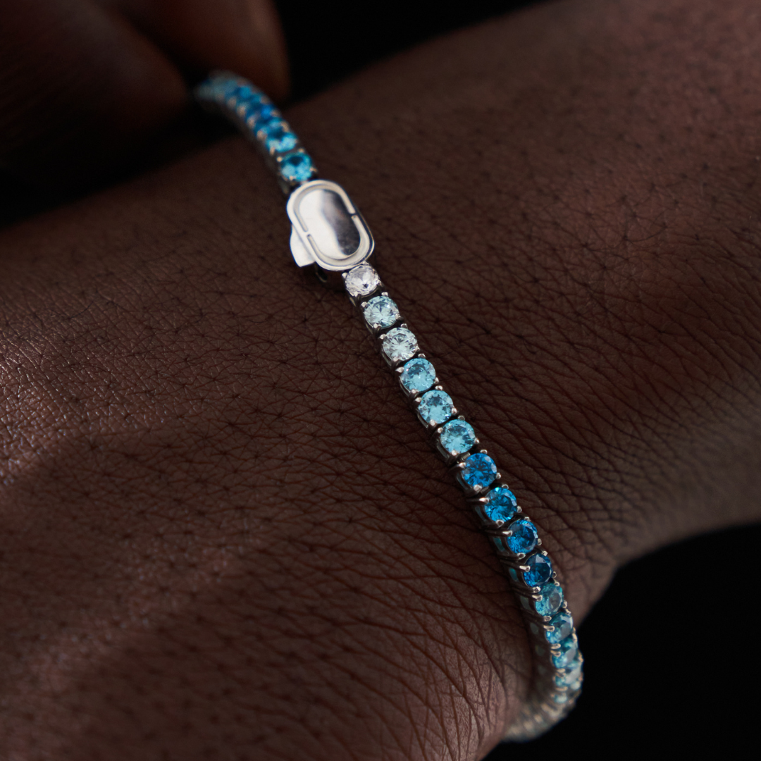 Bracciale Tennis Blu (Argento) 3mm