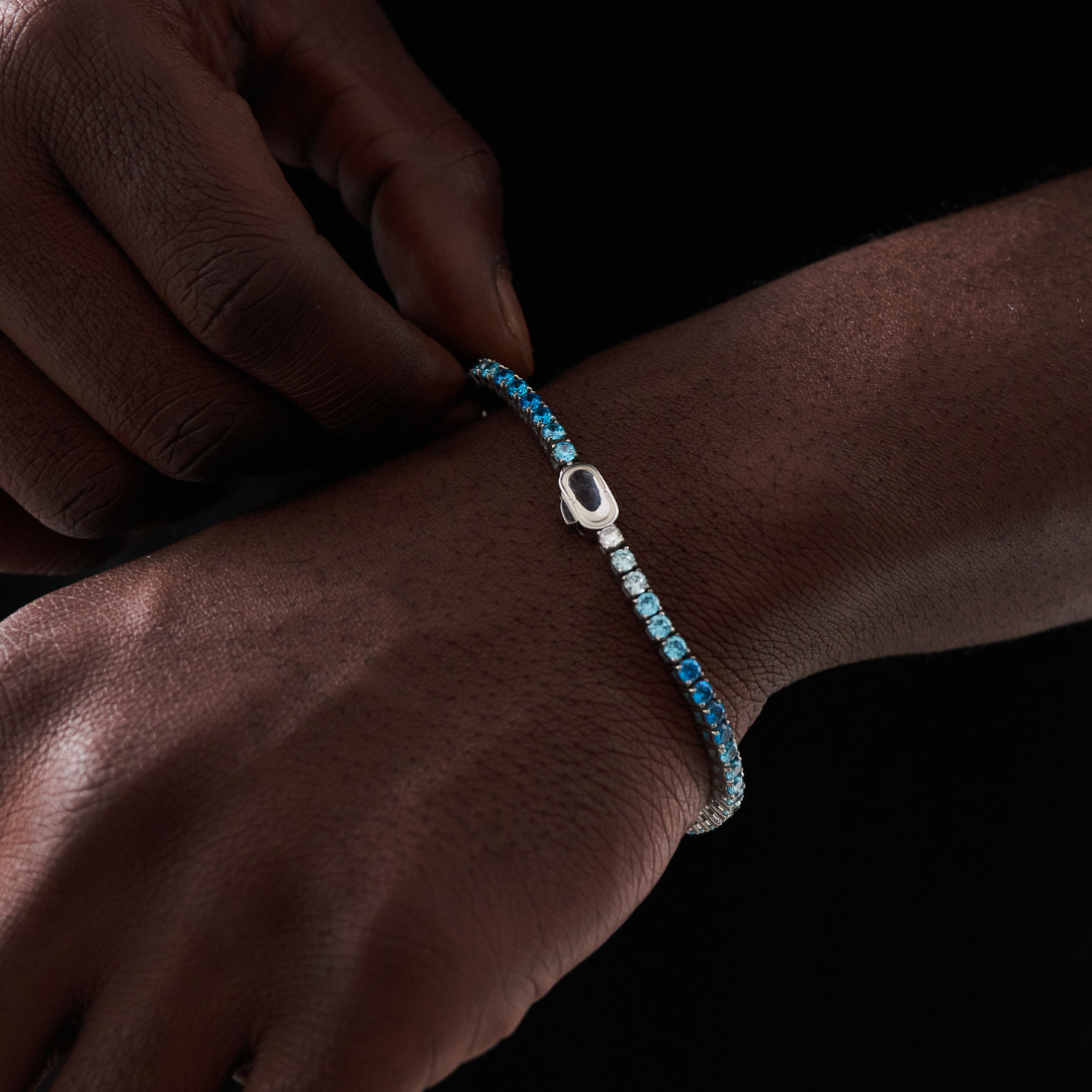 Bracciale Tennis Blu (Argento) 3mm