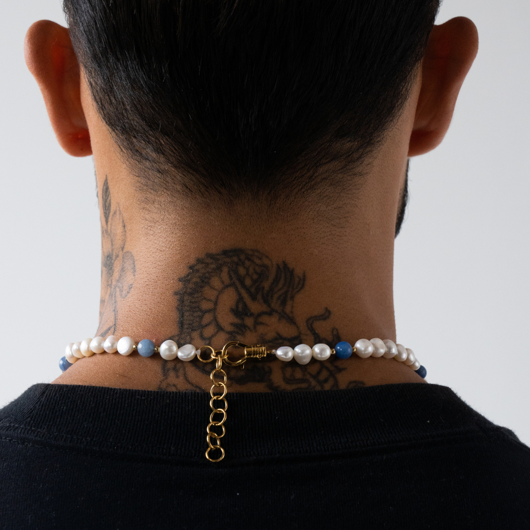 Collana in Perle Vere - Blu Cobalto