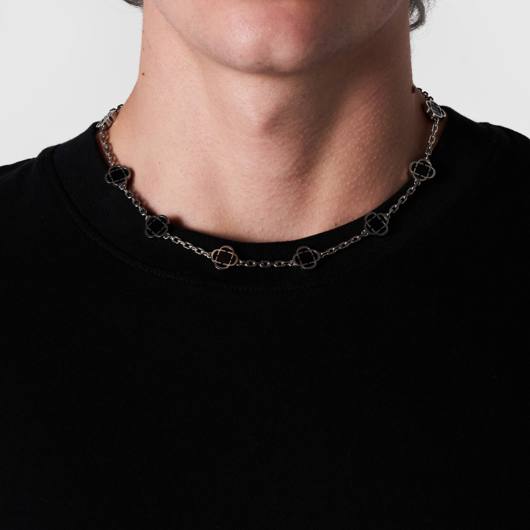 Collana in Pietra Onice Clover (Argento)