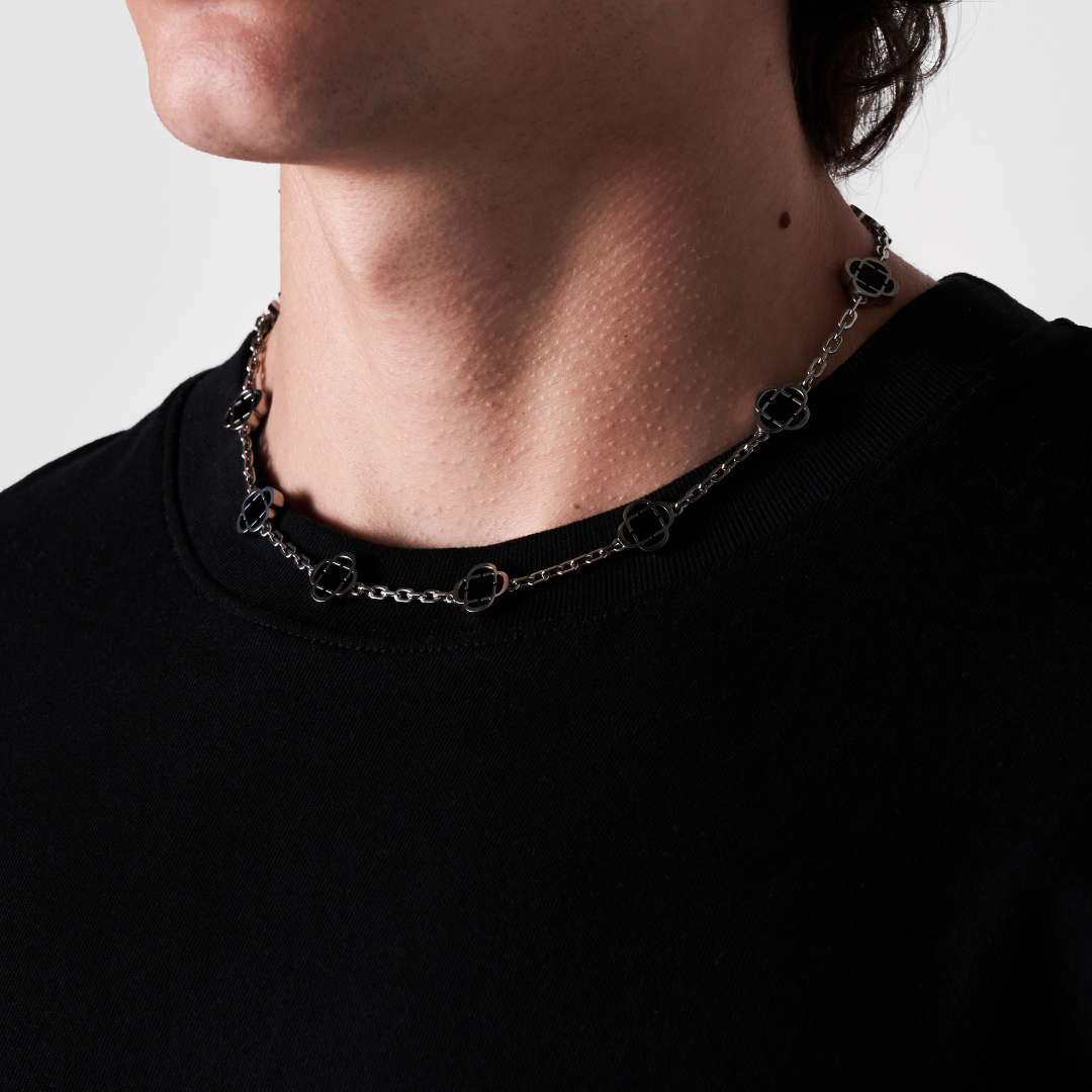 Collana in Pietra Onice Clover (Argento)