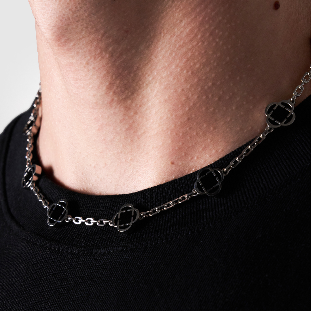 Collana in Pietra Onice Clover (Argento)