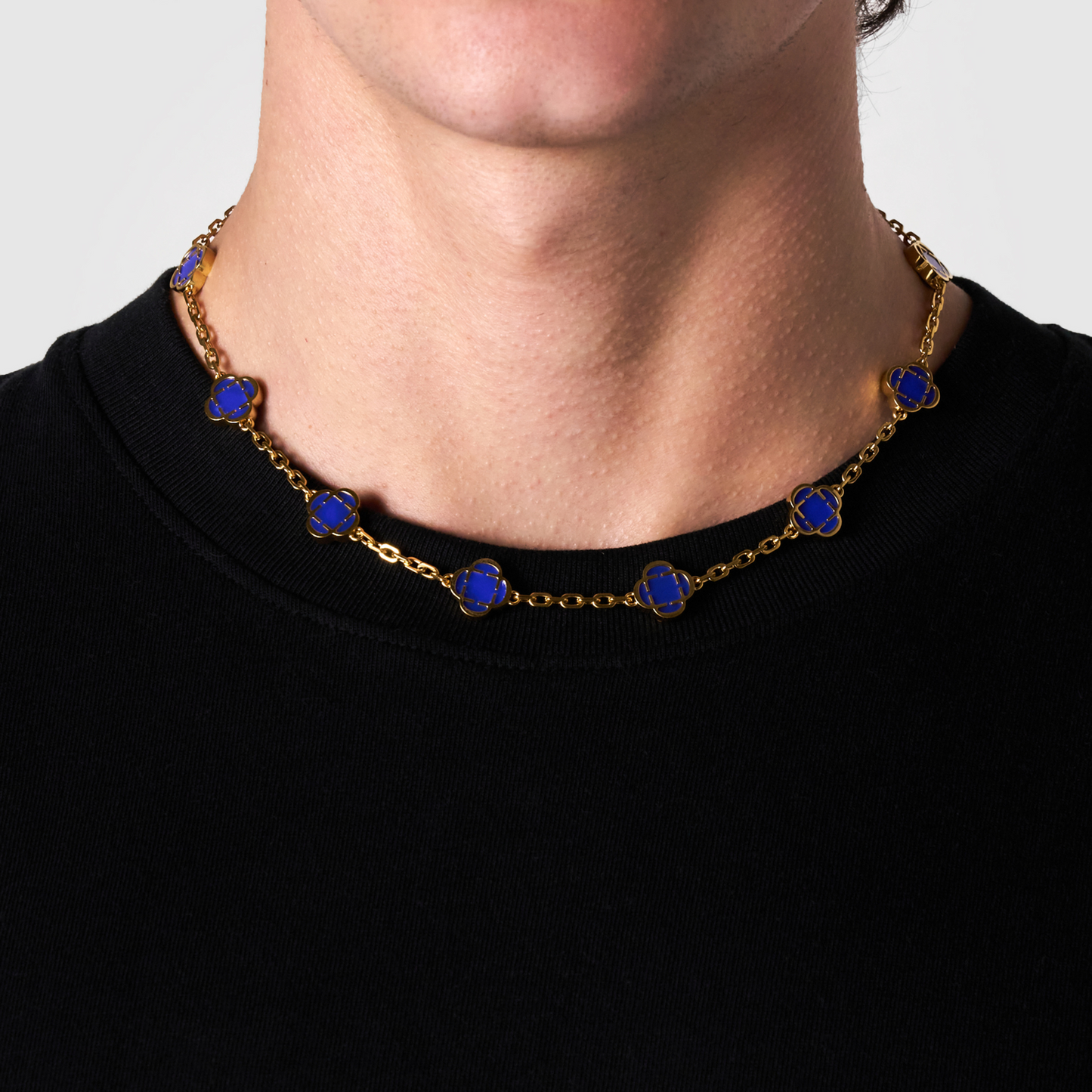 Collana in Pietra di Trifoglio Blu (Oro)