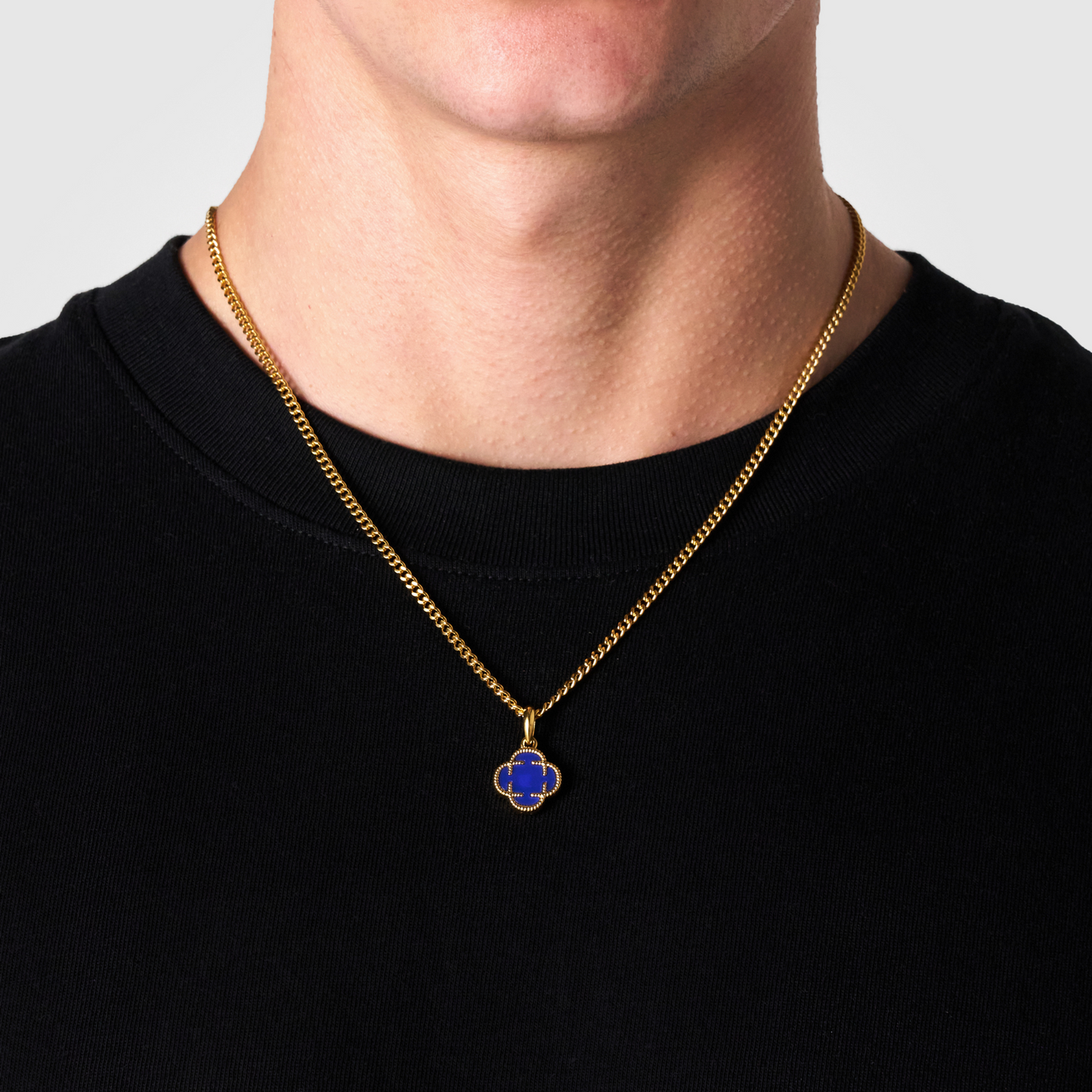 Pendente in Pietra di Trifoglio Blu (Oro)