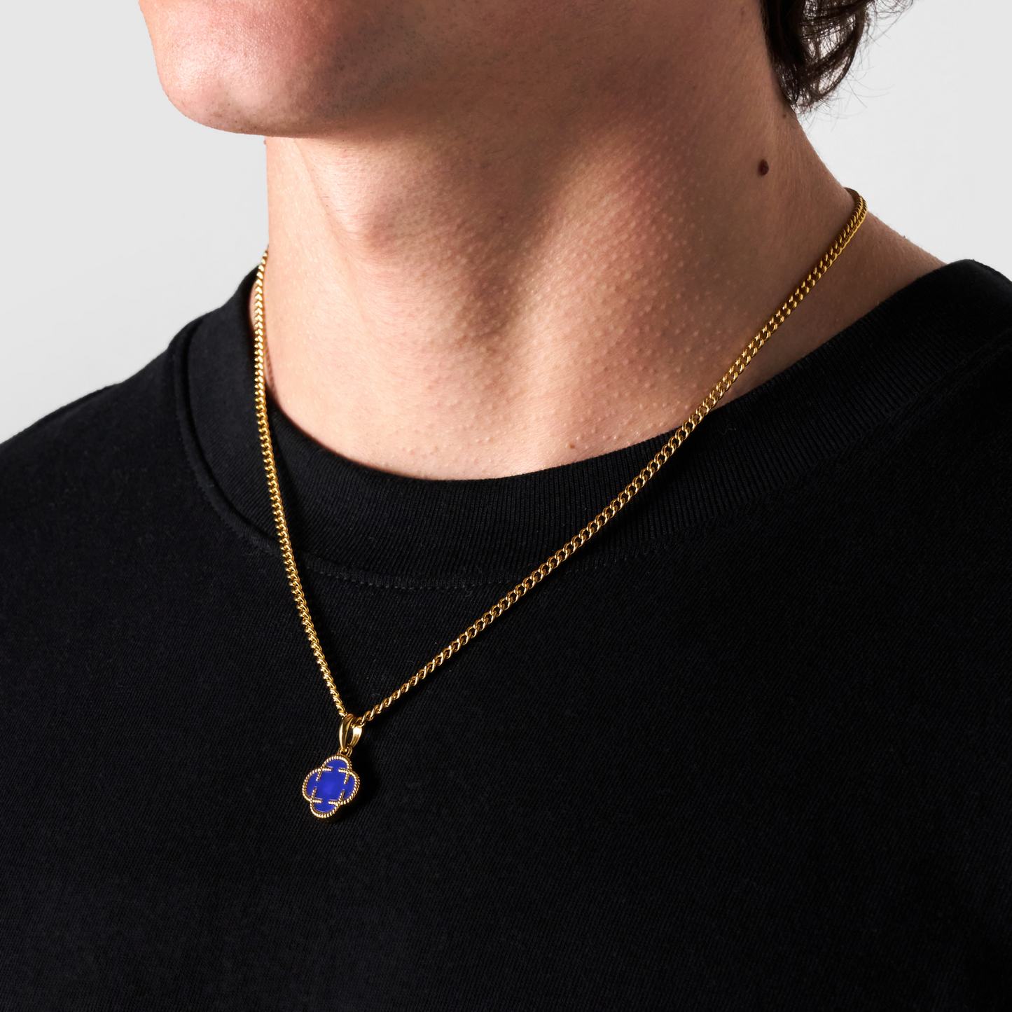 Pendente in Pietra di Trifoglio Blu (Oro)